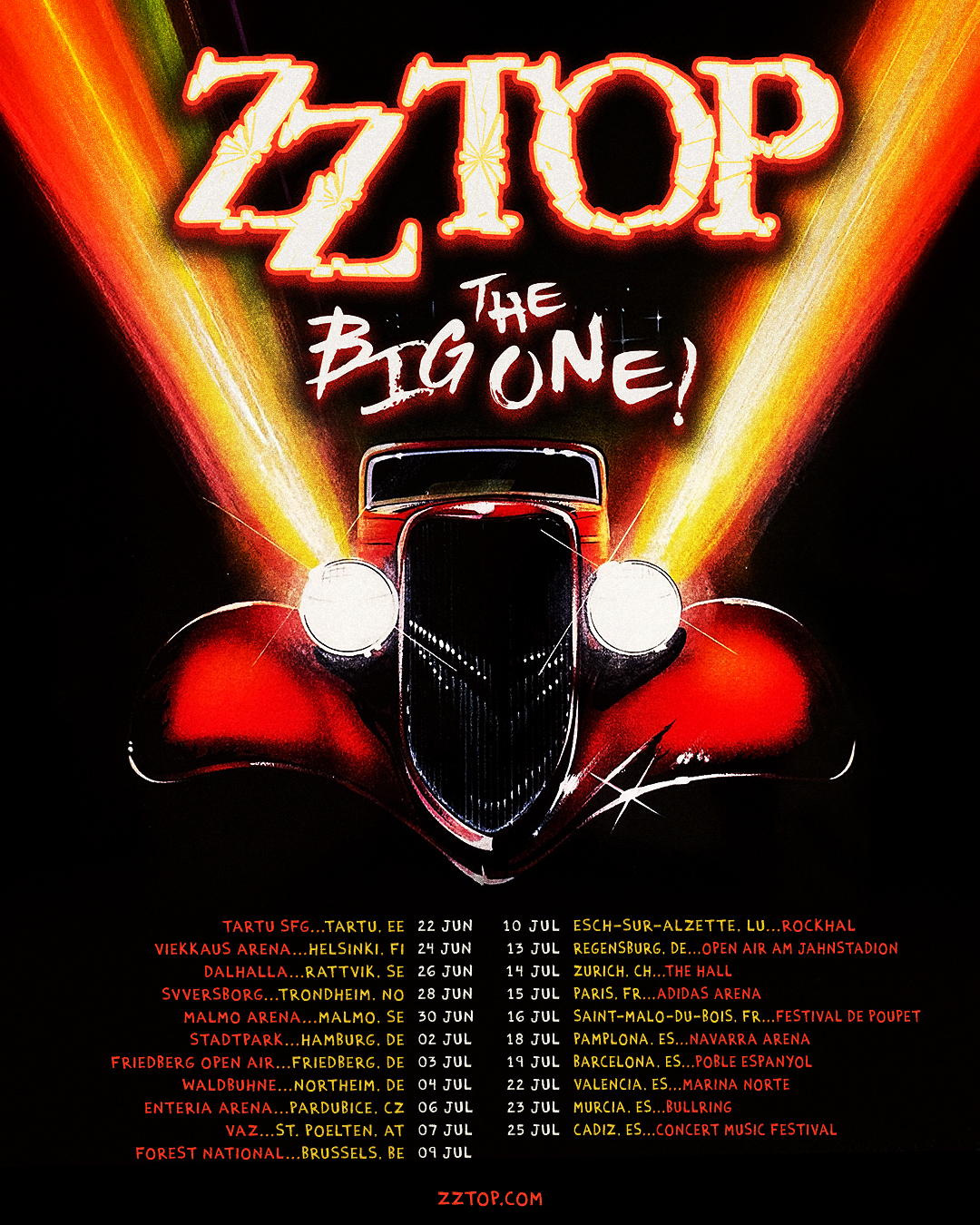 ZZ Top Dos Amigos Tour Poster 2026